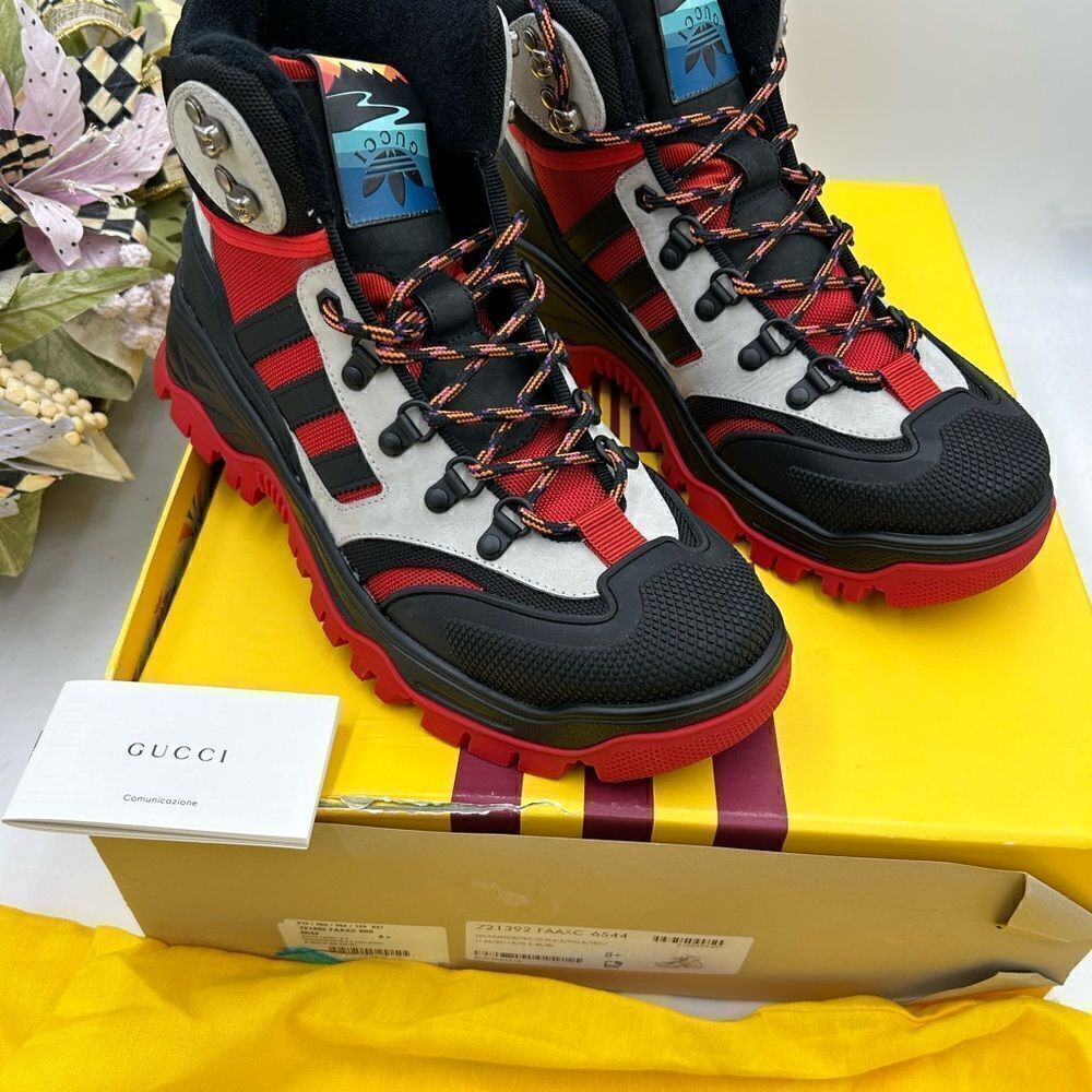 Men’s Gucci X Adidas lace up boots size 8.5 made  in Italy - Picture 2 of 9